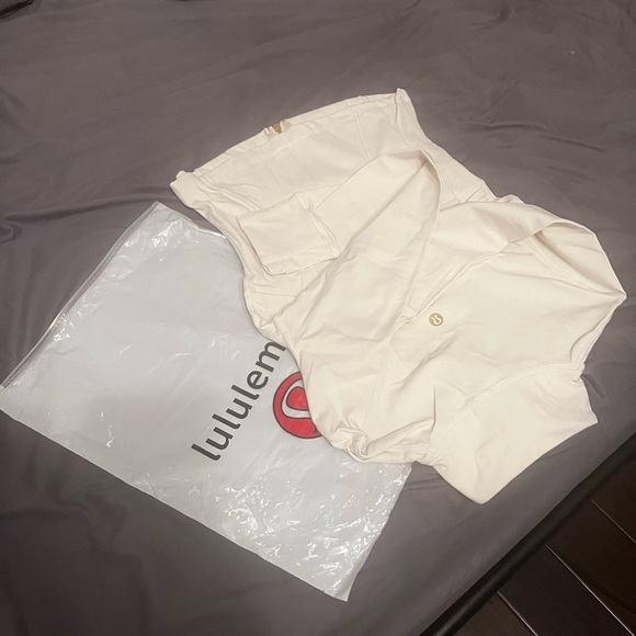 lululemon athletica Off-White Bomber Jacket with Gold Accents - Picture 2 of 3